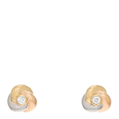 Cartier 18K Pink Yellow White Gold Diamond Trinity Stud Earrings 1 of 6