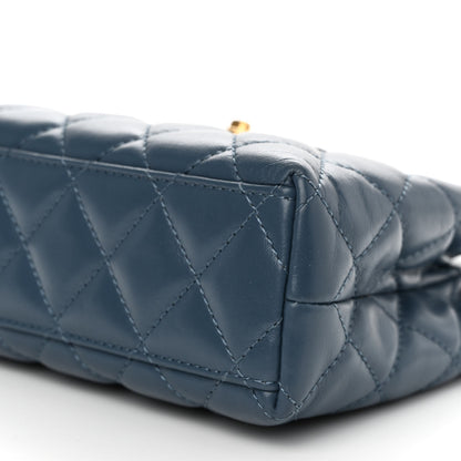 Chanel Shiny Aged Calfskin Quilted Nano Kelly Shopper Dark Blue 9 of 10