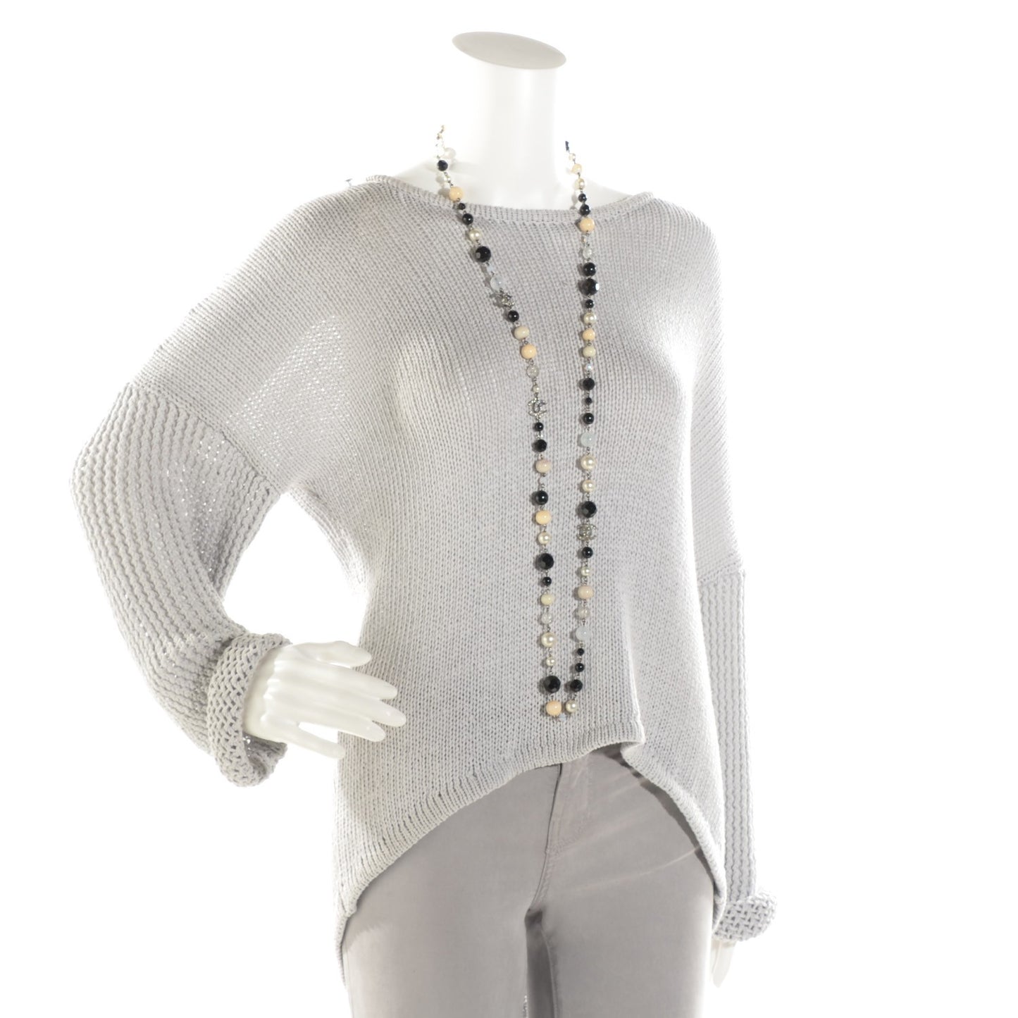 Pearl Crystal CC Beaded Long Necklace