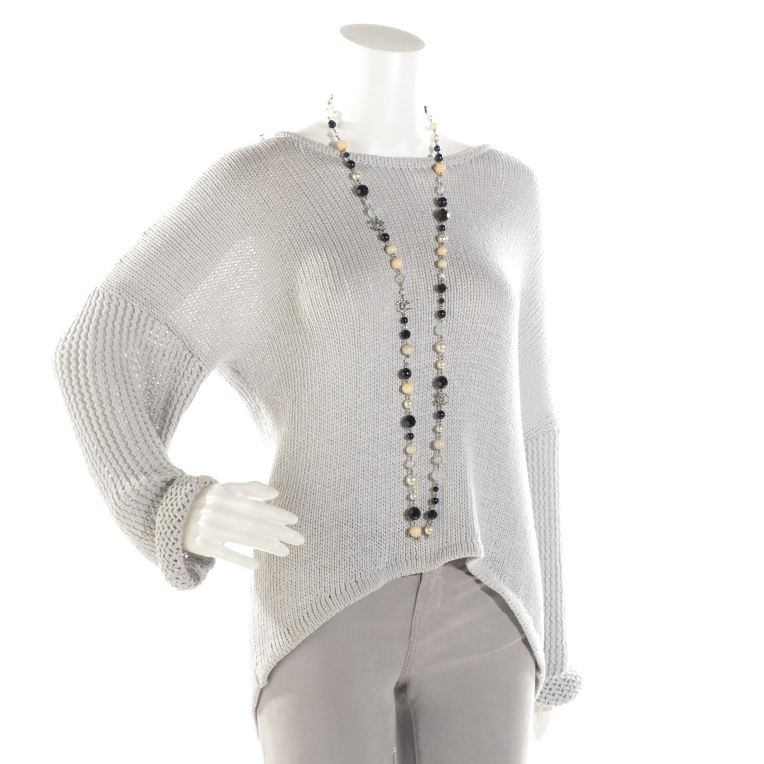 Chanel Pearl Crystal CC Beaded Long Necklace 2 of 6
