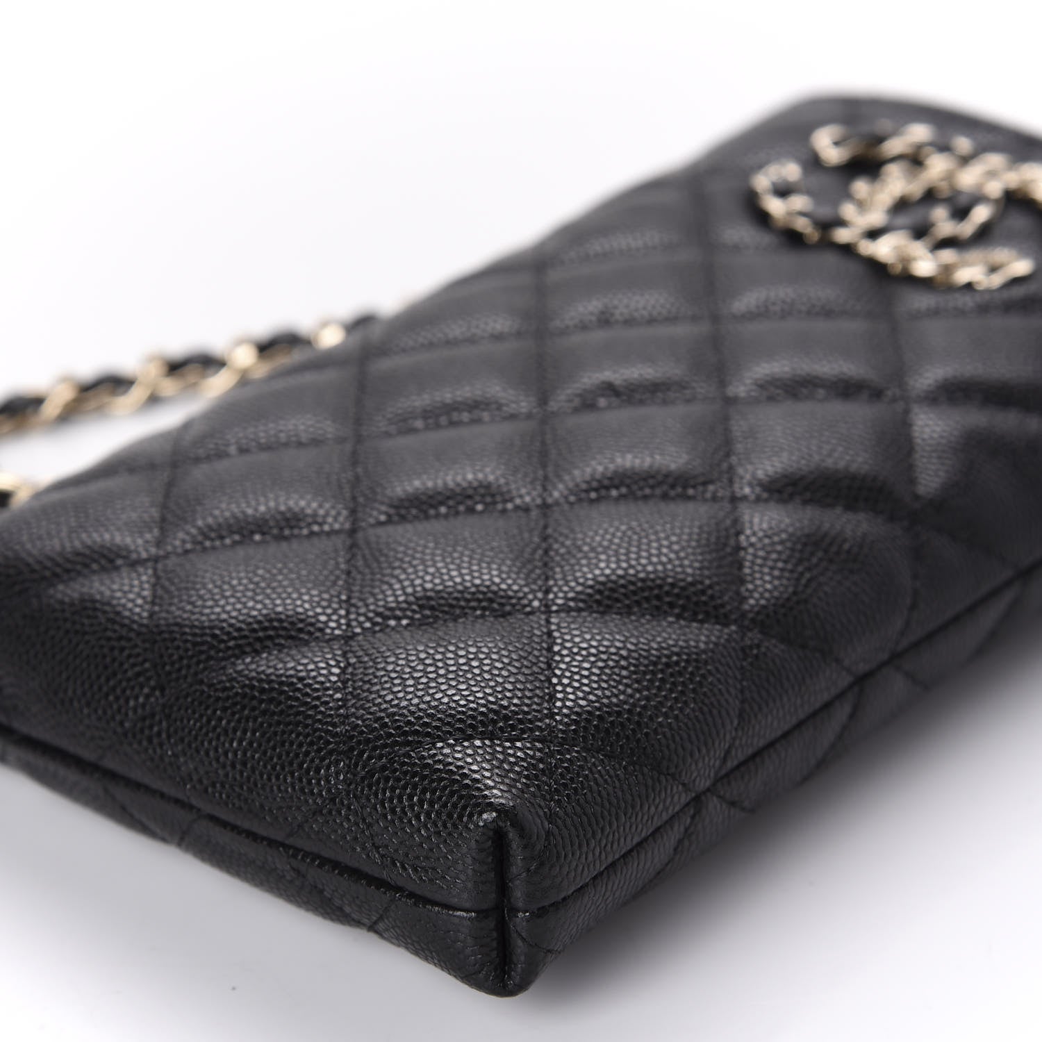 Chanel Caviar Quilted French New Wave Phone Holder With Chain Black 7 of 12
