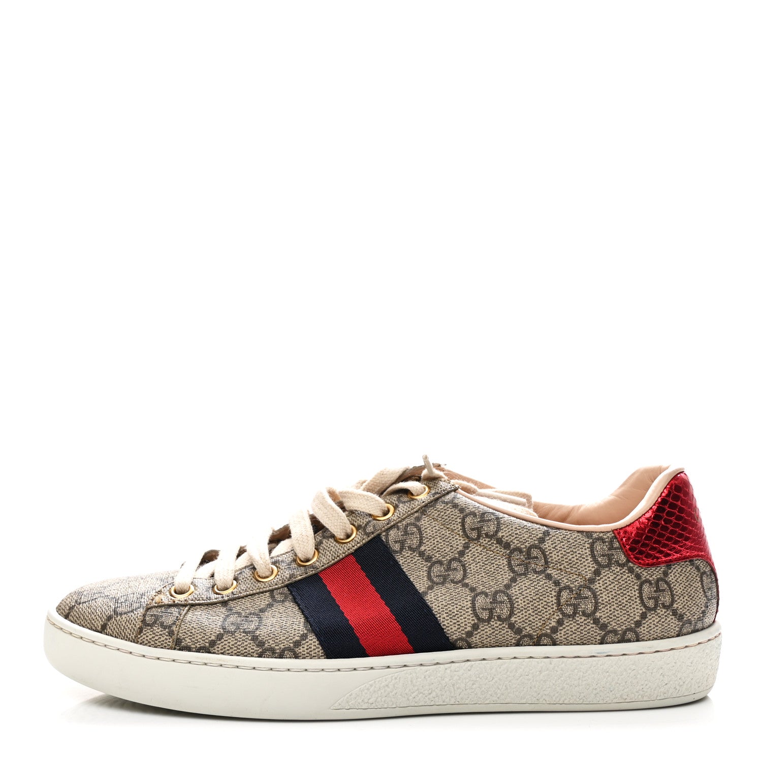 Gucci GG Supreme Monogram Womens Ace Low-Top Sneaker 37 Beige 1 of 10