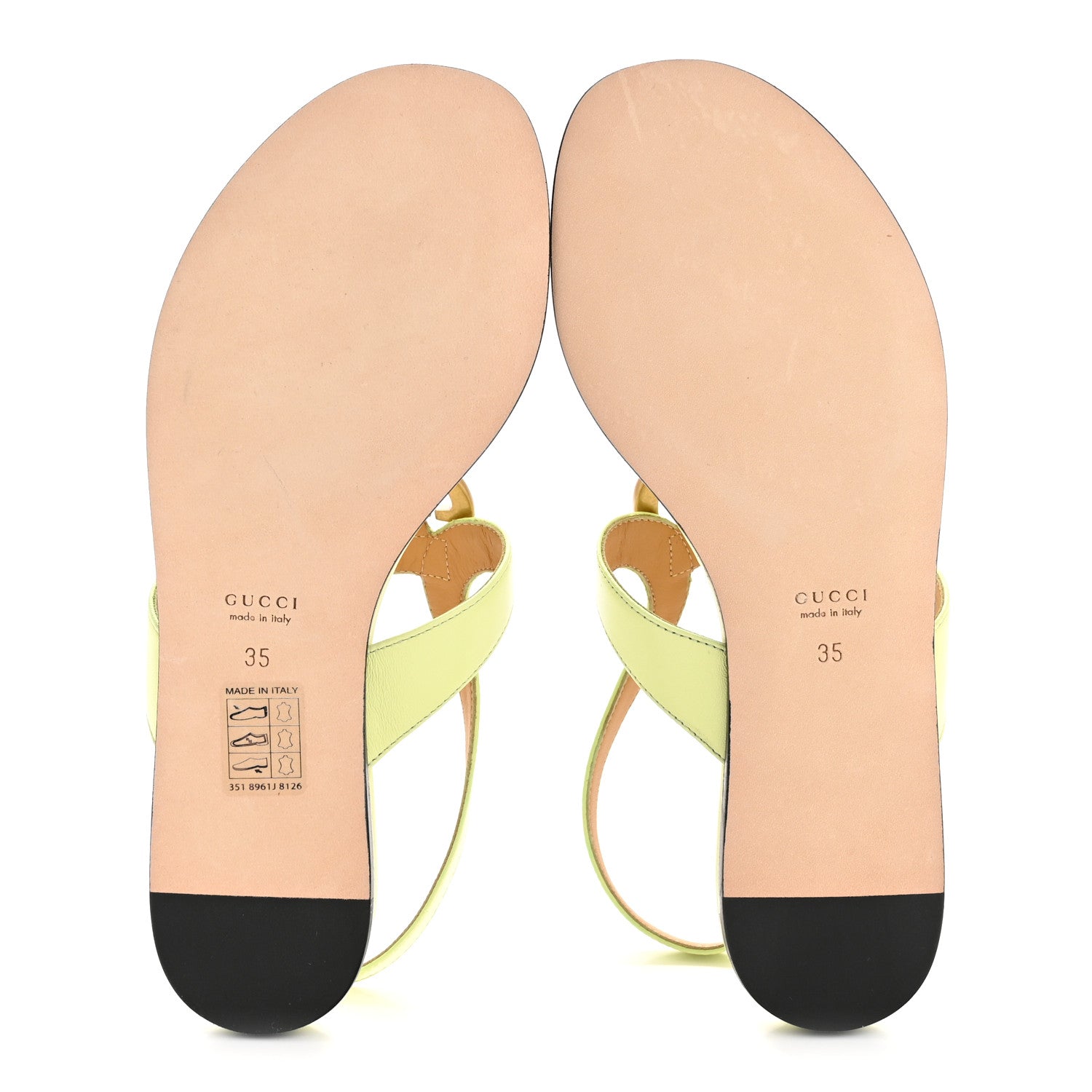Gucci Calfskin Double G Thong Flat Sandals 35 Pistachio Green 6 of 9