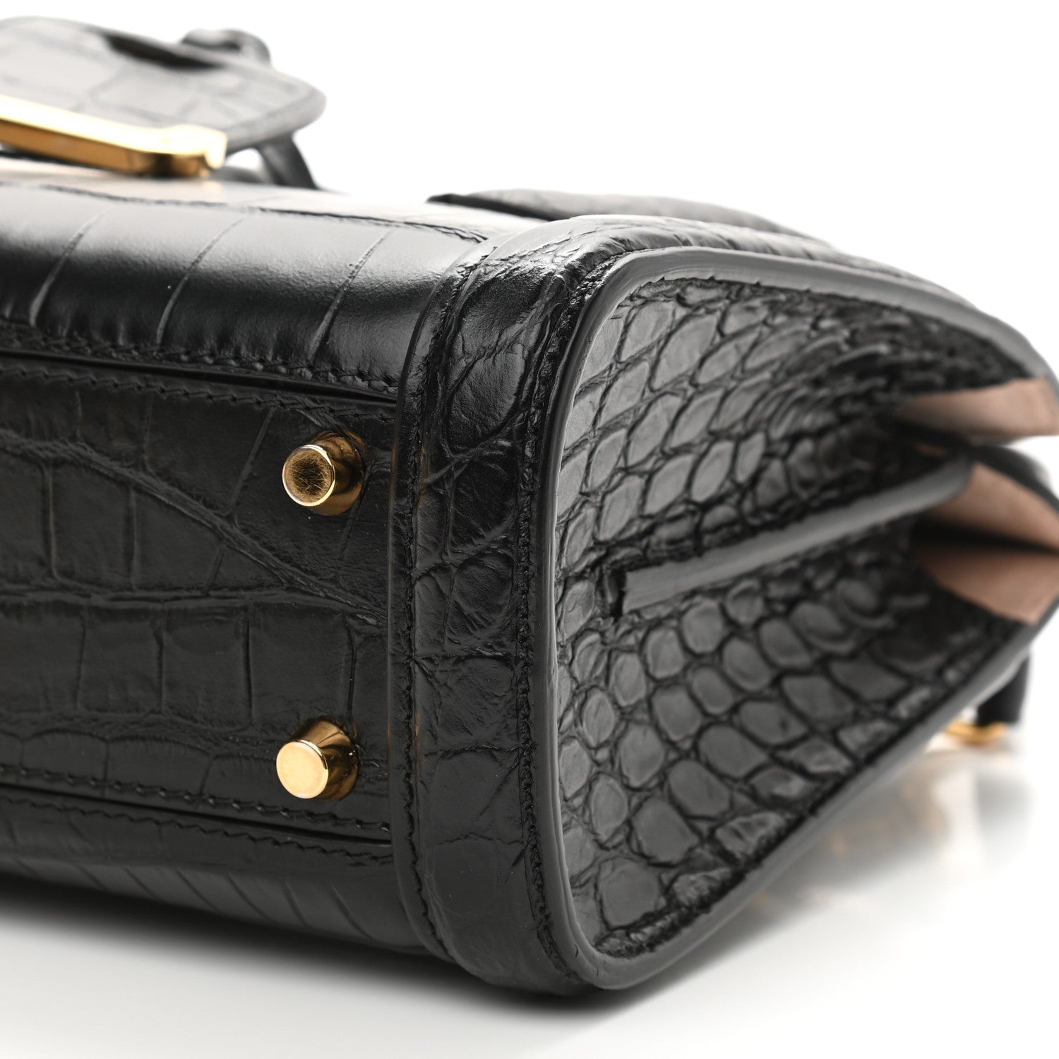 Alexander McQueen Calfskin Crocodile Embossed Mini Heroine 21 Black 9 of 10