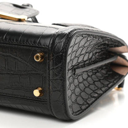 Alexander McQueen Calfskin Crocodile Embossed Mini Heroine 21 Black 9 of 10