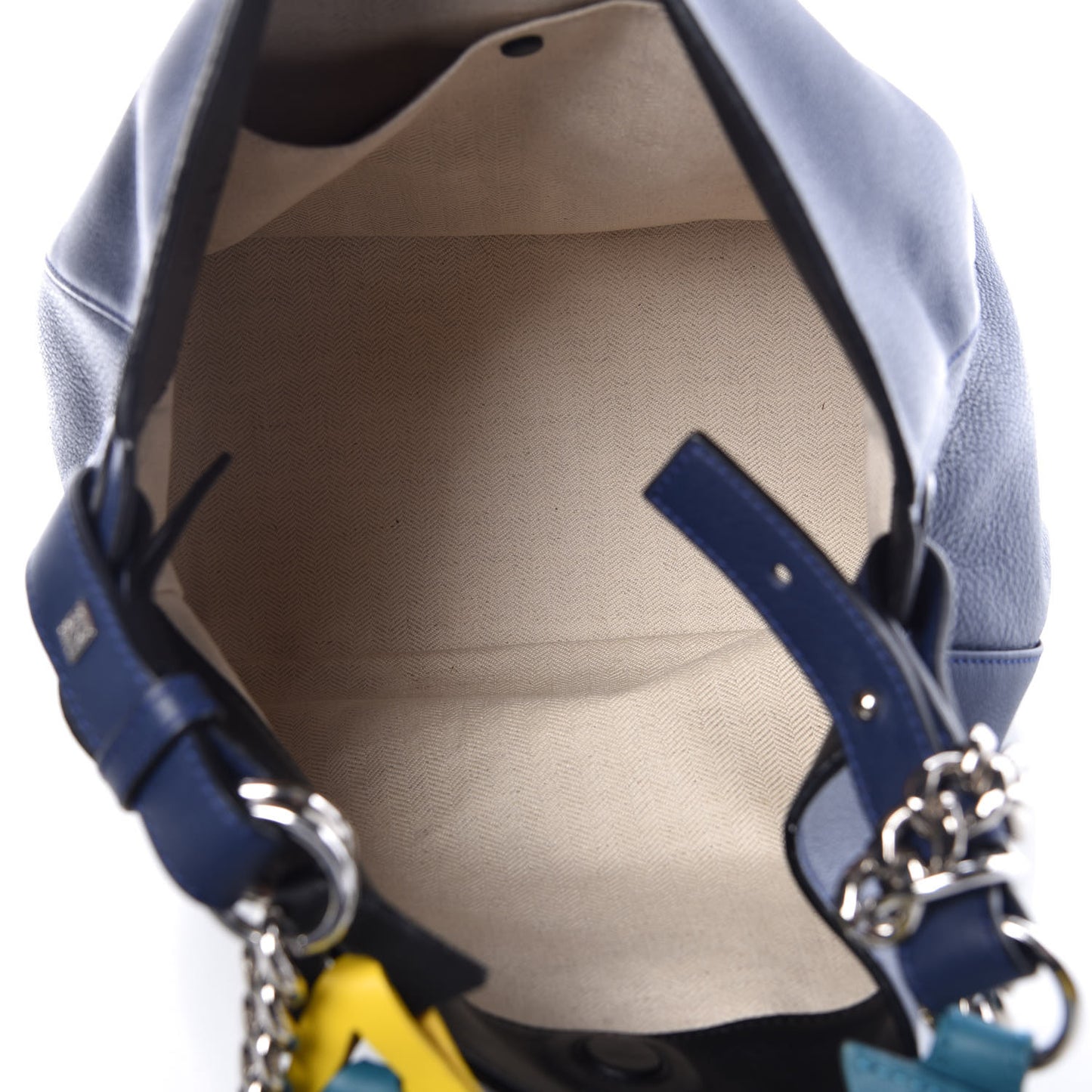 Calfskin V Bucket Bag Blue