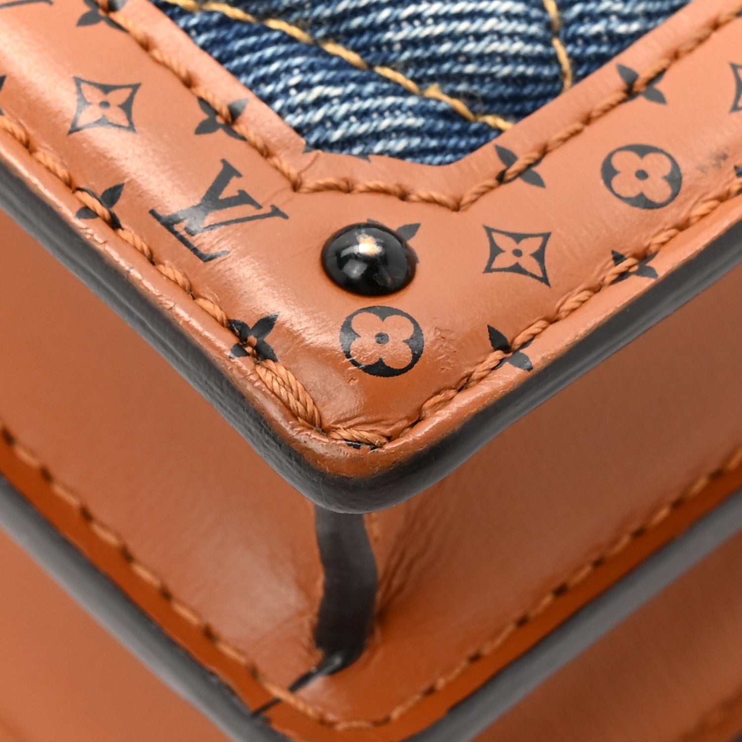 Louis Vuitton Denim Calfskin Malletage Trunk Clutch Light Blue 10 of 12