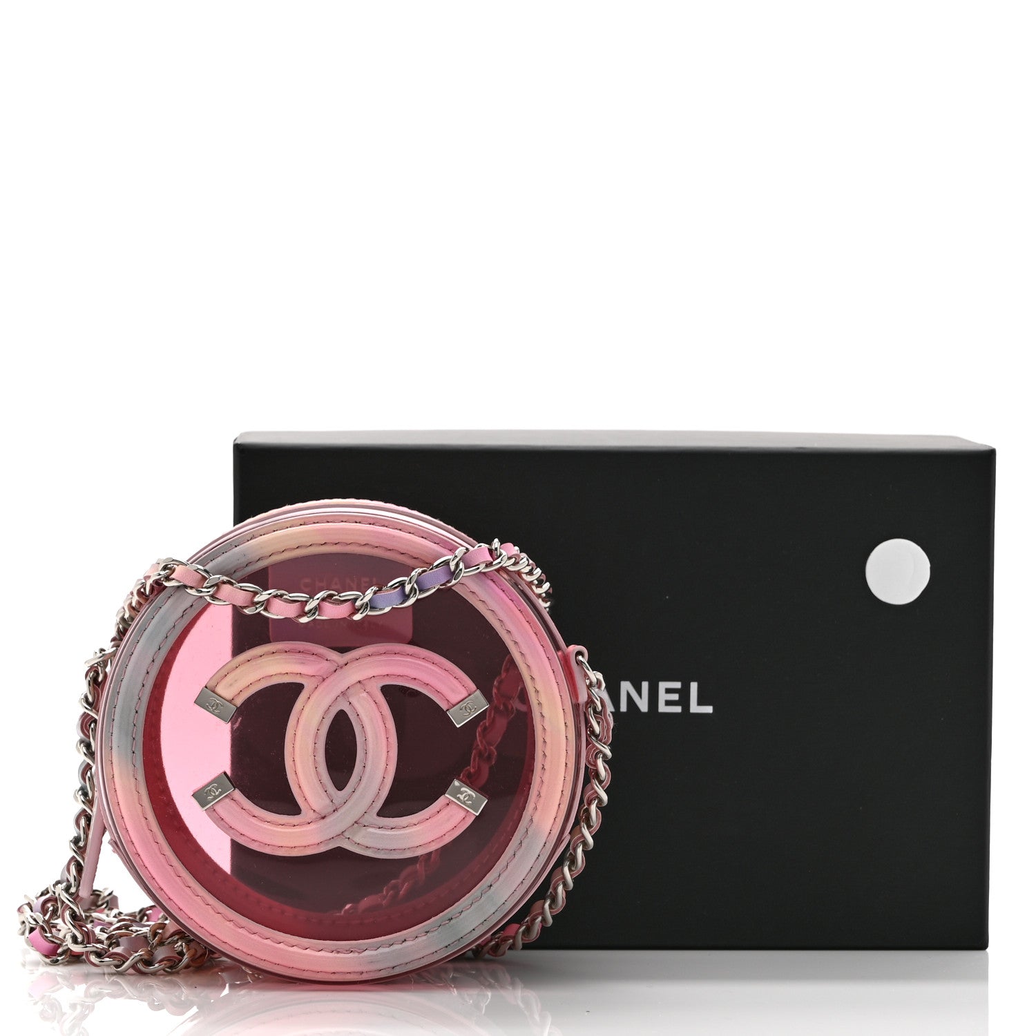 Chanel PVC Lambskin Filigree Round Clutch With Chain Pink 11 of 11