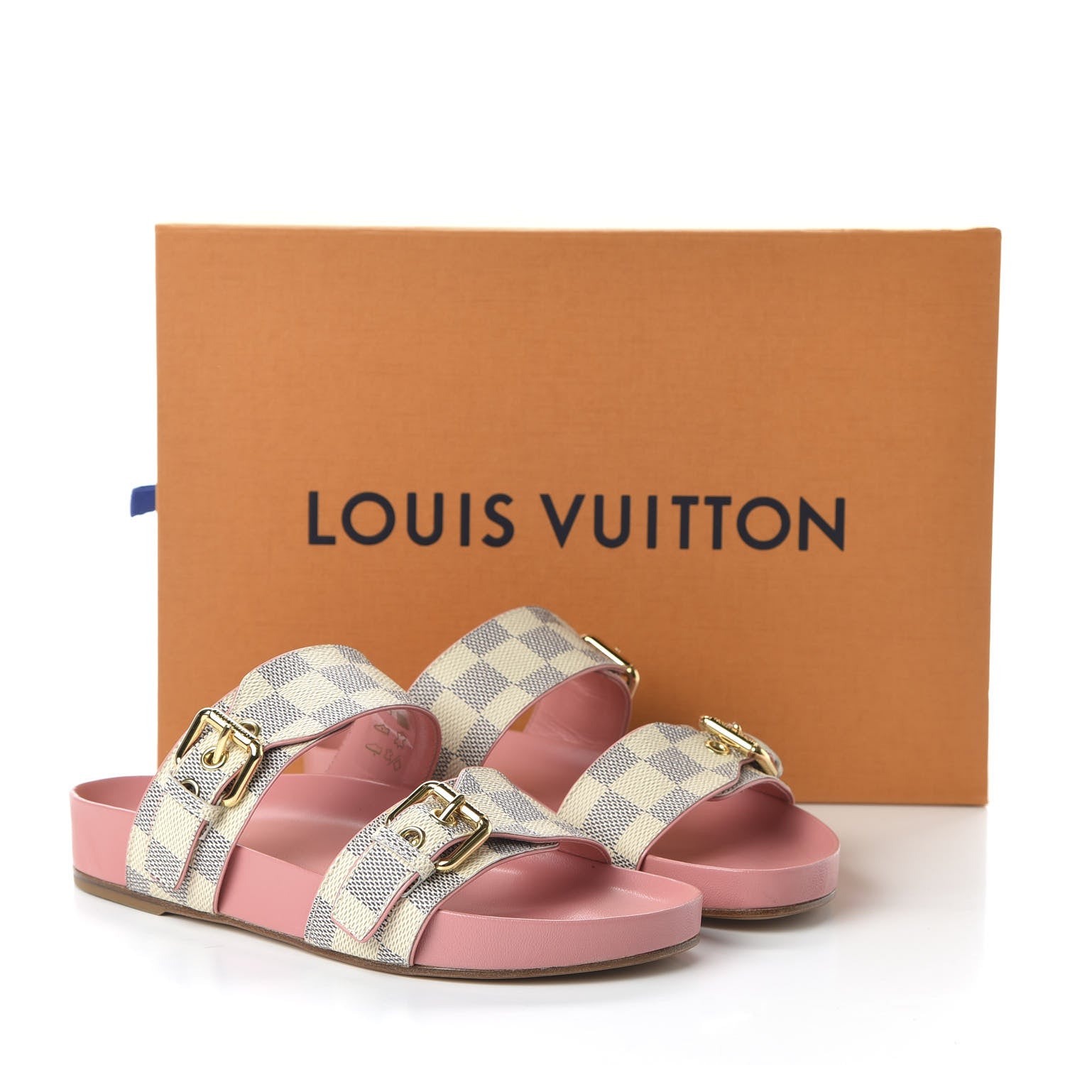 Louis Vuitton Damier Azur Bom Dia Flat Mules 35 Rose Clair 9 of 9