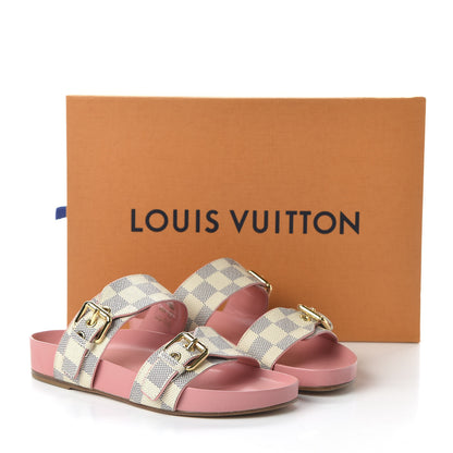 Louis Vuitton Damier Azur Bom Dia Flat Mules 35 Rose Clair 9 of 9