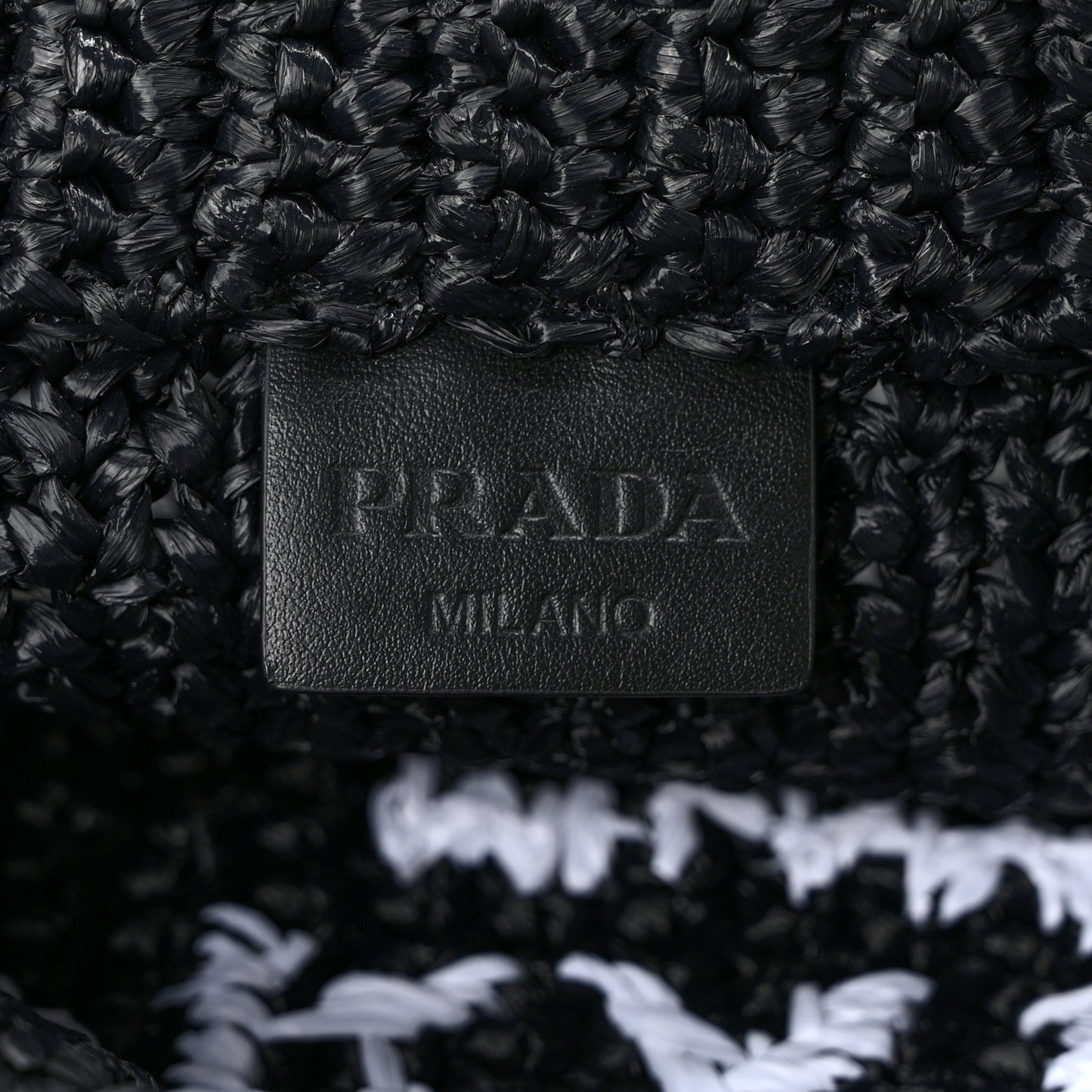 Yarn Raffia Effect Crochet Small Logo Tote Black