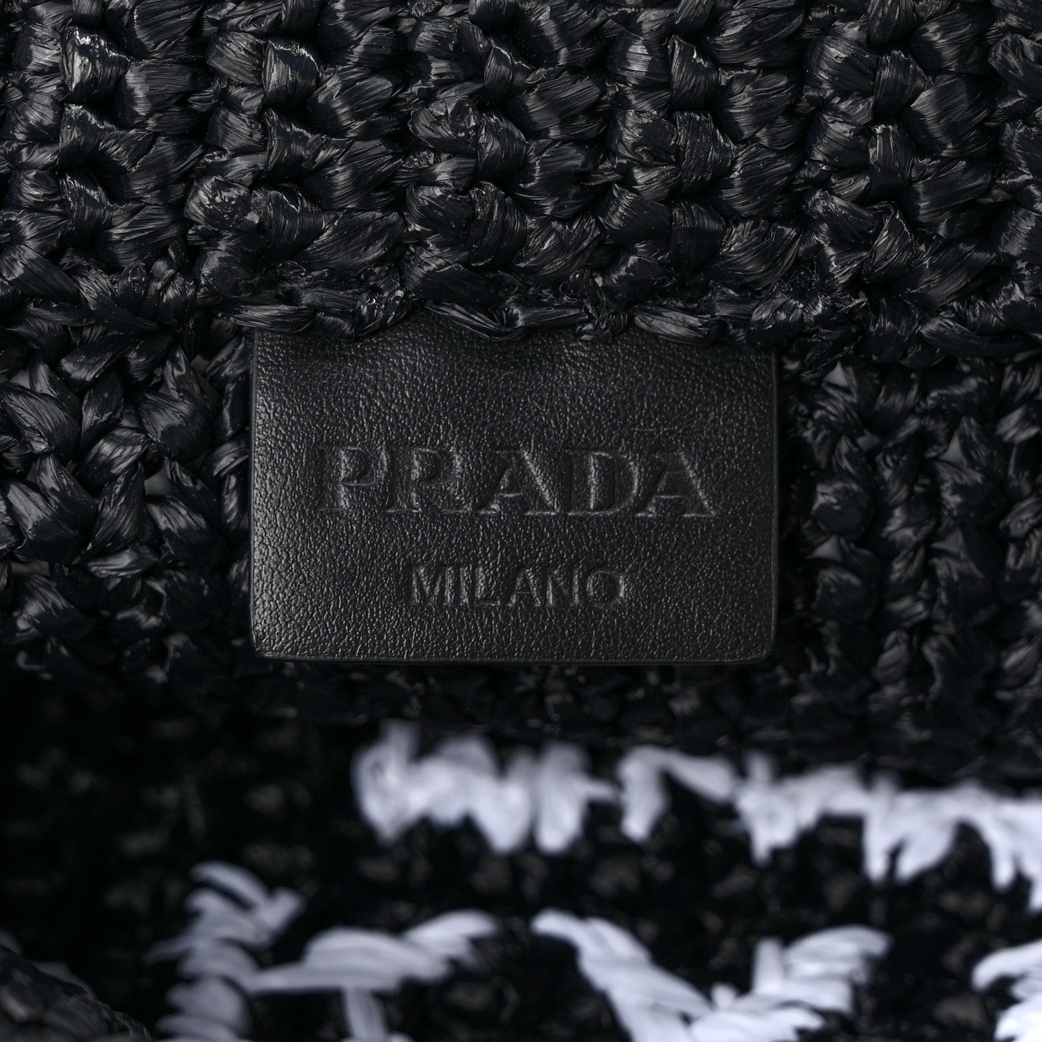 Prada Yarn Raffia Effect Crochet Small Logo Tote Black 6 of 9