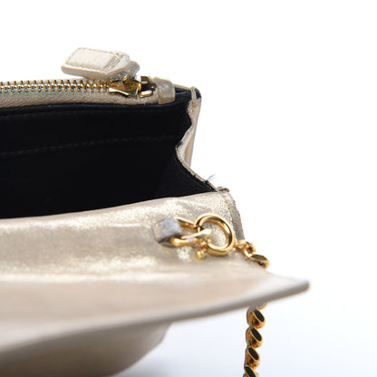 Saint Laurent Metallic Fabric Monogram Envelope Chain Wallet Champagne 16 of 17