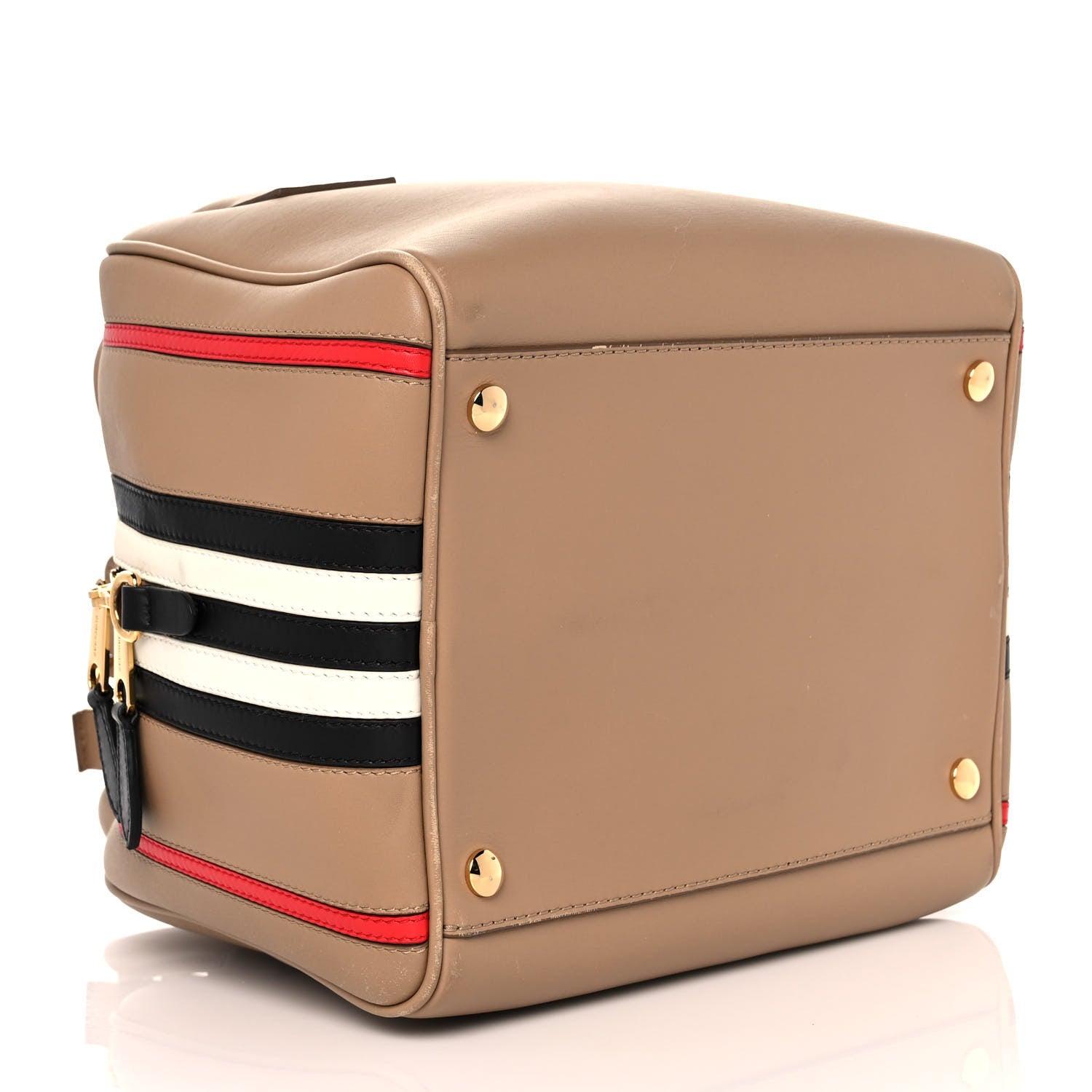 Burberry Smooth Calfskin Small Cube Bowling Bag Driftwood Bright Military Red 3 of 11