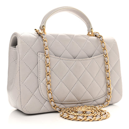 Chanel Lambskin Quilted Mini Top Handle Rectangular Flap Grey 3 of 11