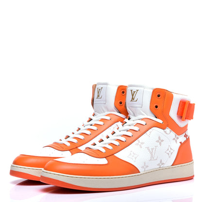 Louis Vuitton Calfskin Monogram Rivoli High Top Sneakers 10 Orange 3 of 9