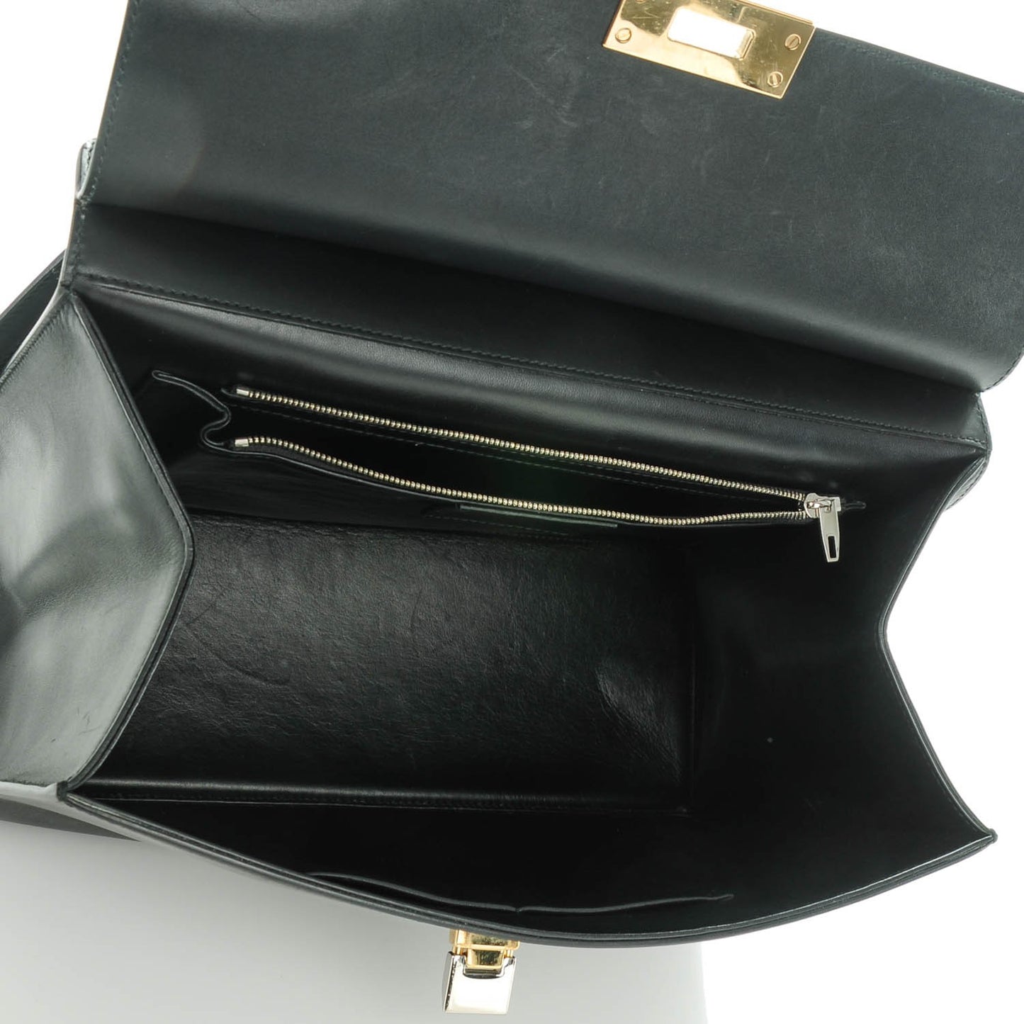 Smooth Calfskin Le Dix M Cartable Shoulder Bag Black