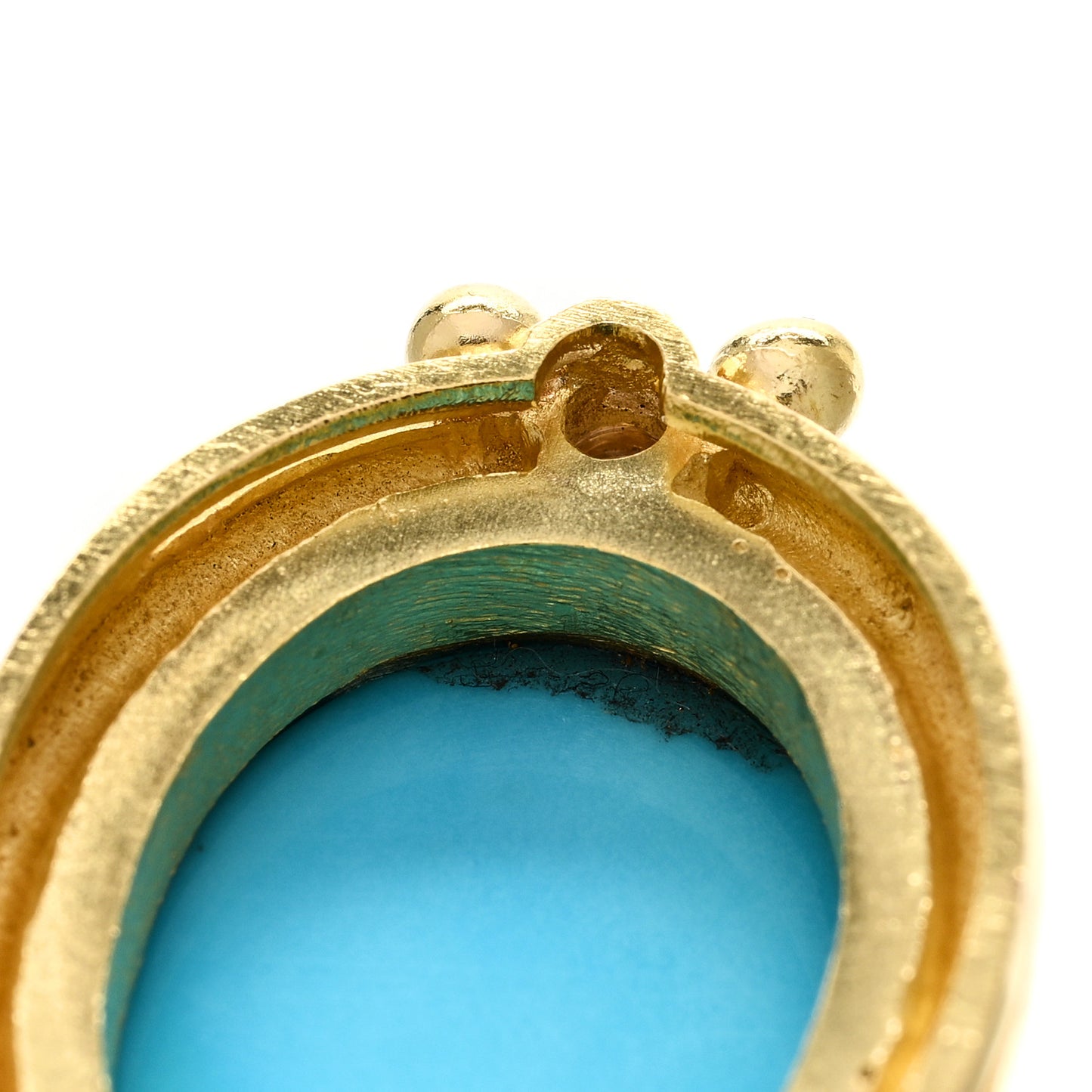 19K Yellow Gold Diamond Turquoise Pendant