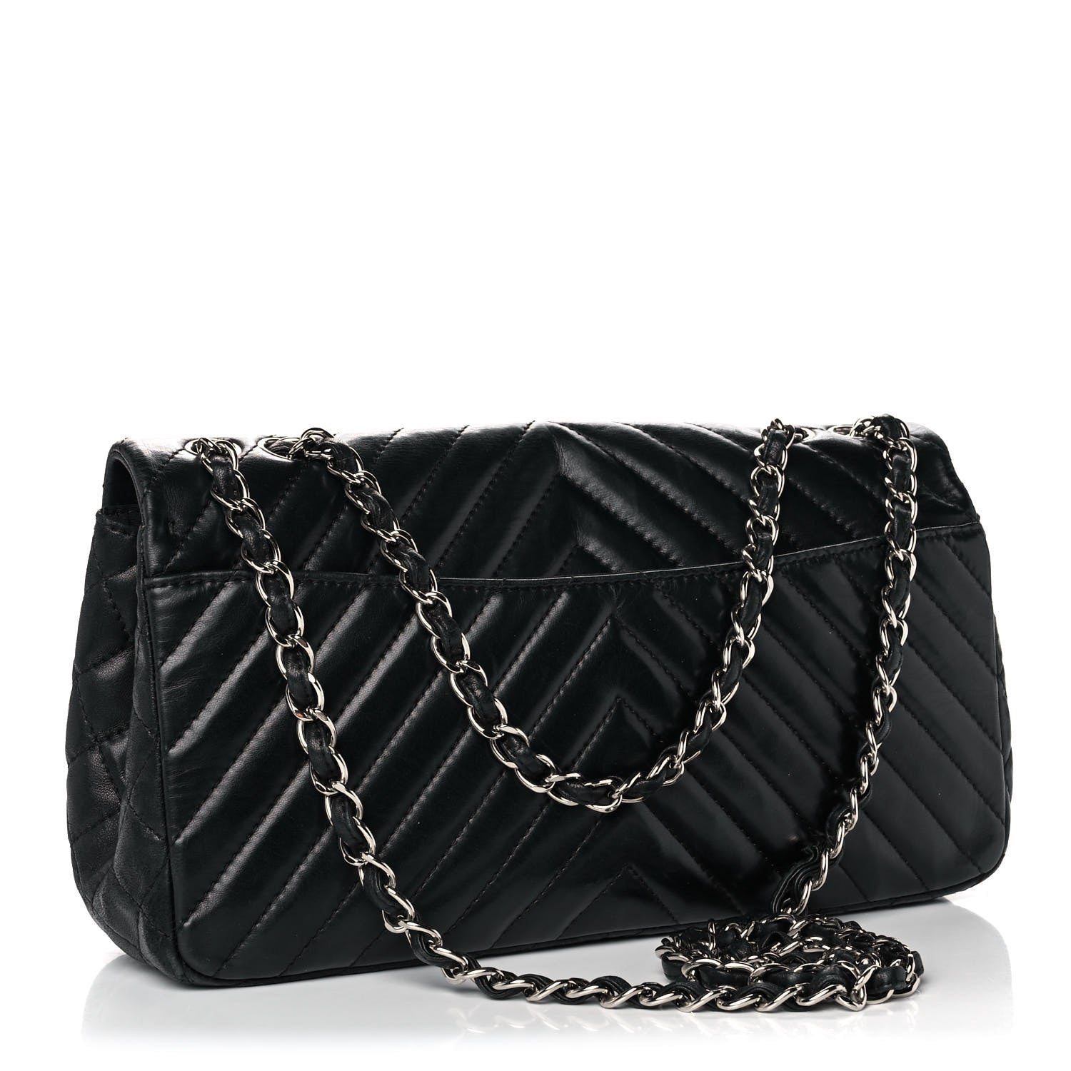 Chanel Lambskin Chevron Quilted Single Flap Black 2 of 11