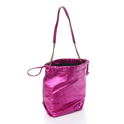 Saint Laurent Lambskin Teddy Drawstring Bag Fuchsia 4 of 13