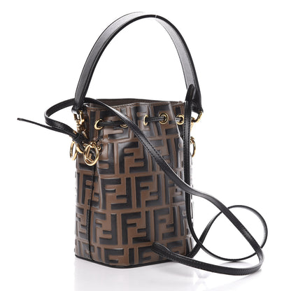 Fendi Vitello Liberty F is Fendi Bi-Color FF 1974 Embossed Mini Mon Tresor Bucket Bag Maya Black 4 of 11