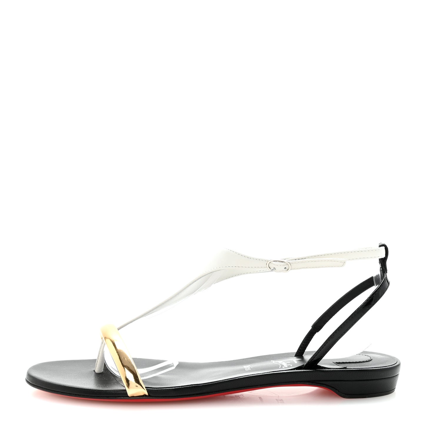 Nappa Patent Athinita Flat Sandals 38.5 White Gold Black