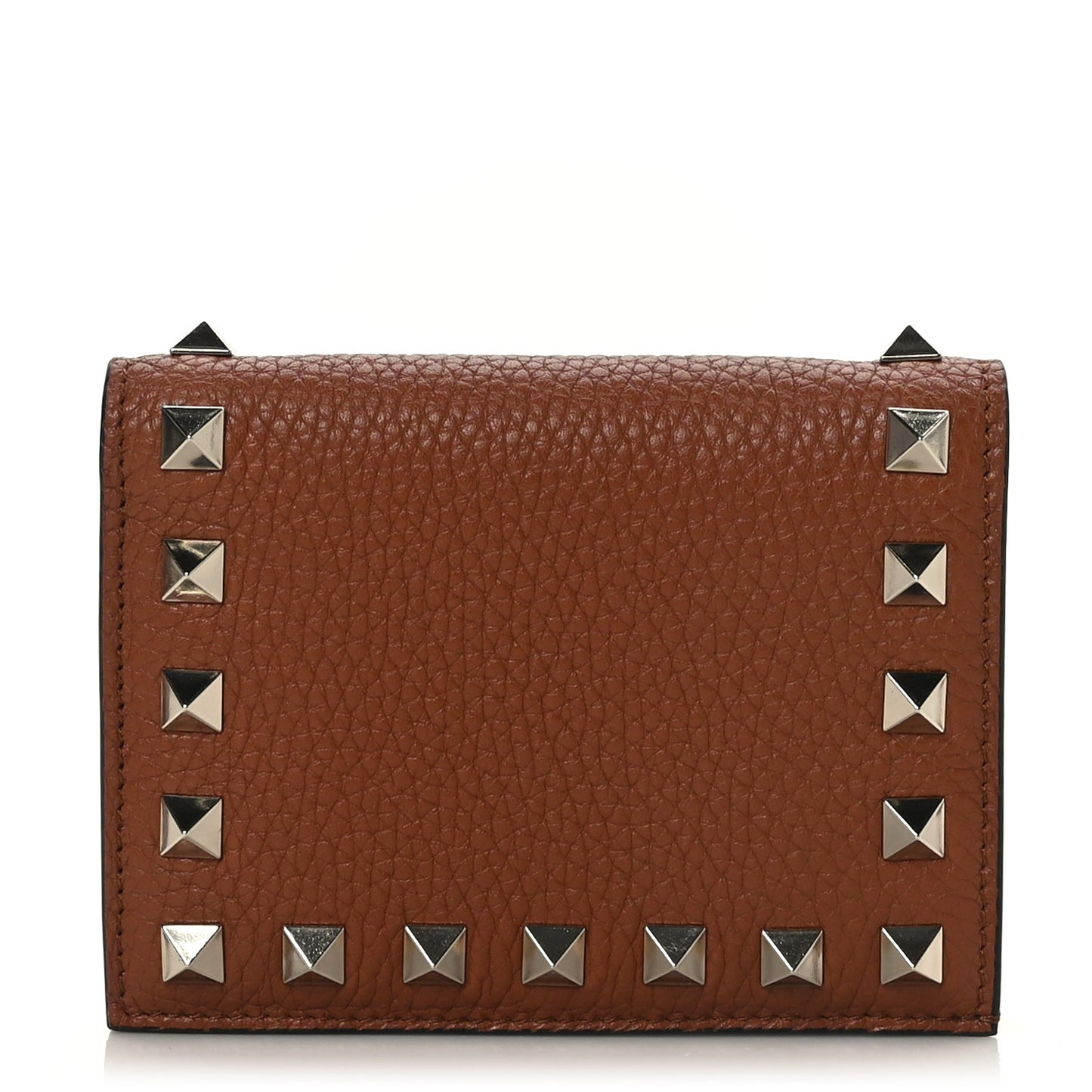 Pebbled Calfskin Rockstud French Flap Wallet Selleria