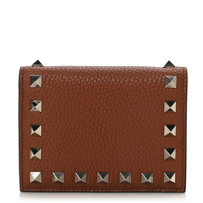 Valentino Garavani Pebbled Calfskin Rockstud French Flap Wallet Selleria 1 of 7