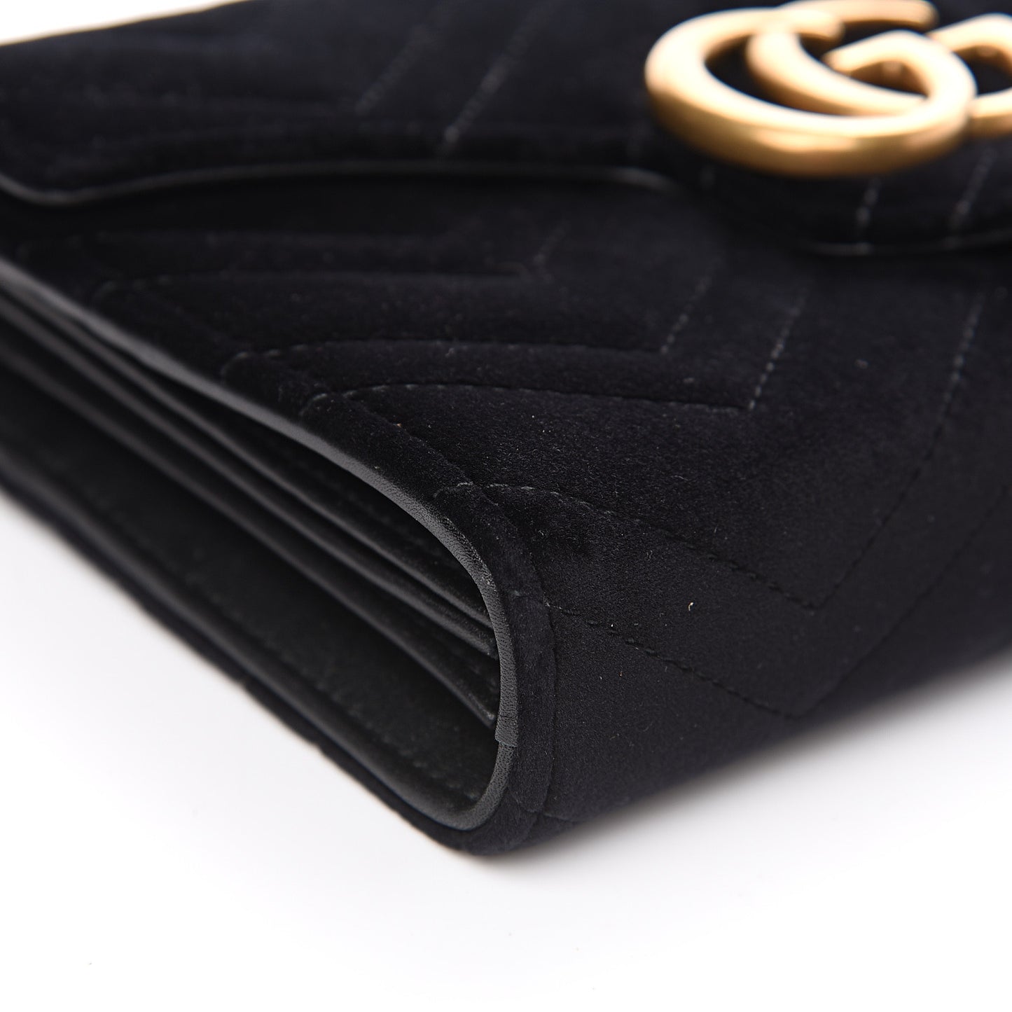 Velvet Matelasse GG Marmont Chain Wallet Black