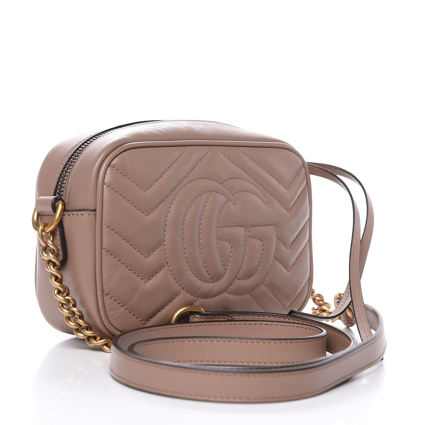 Calfskin Matelasse Mini GG Marmont Chain Shoulder Bag Porcelain Rose