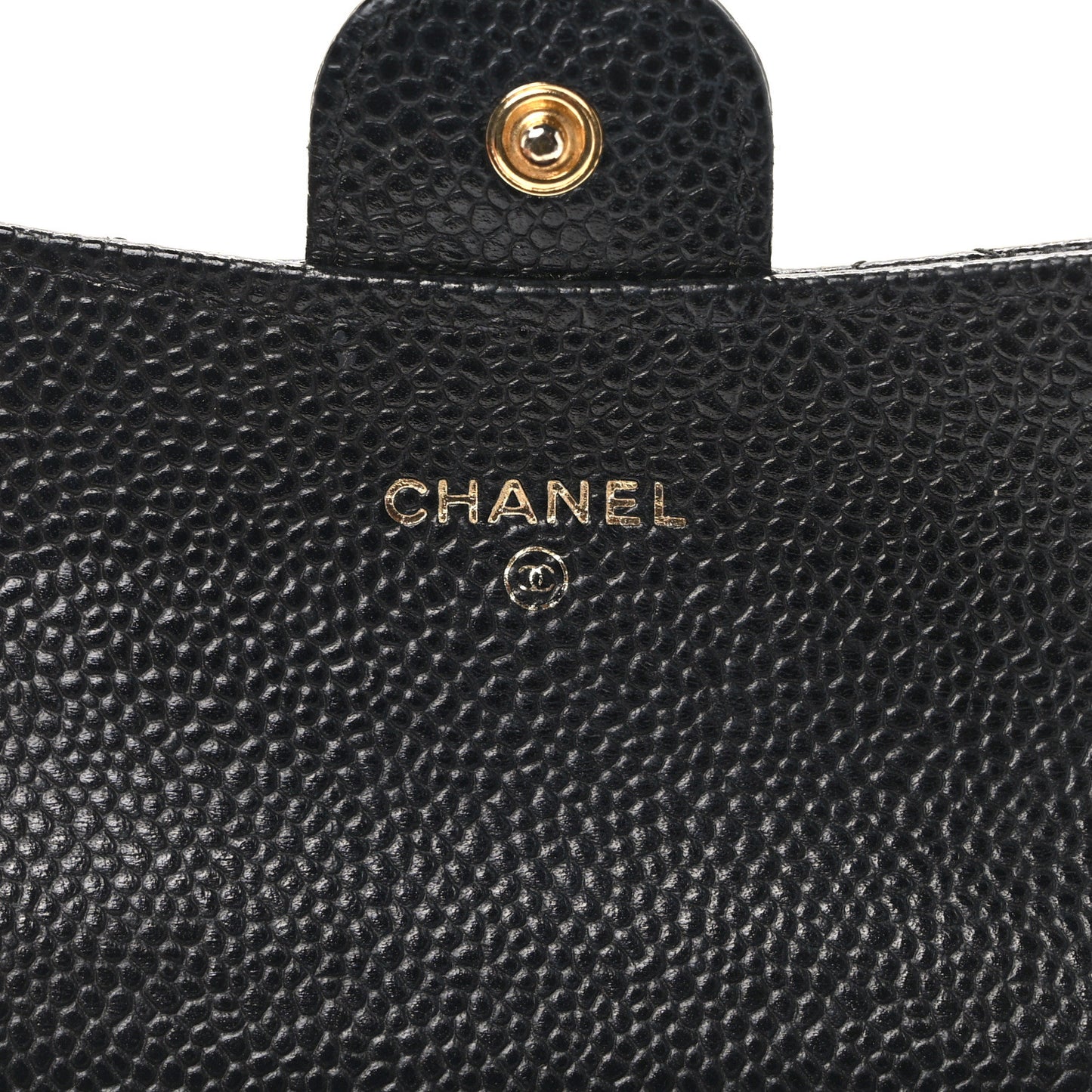 Caviar Quilted Flap Card Holder Black