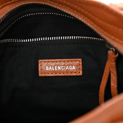 Balenciaga Agneau Classic Silver Hardware Mini City Logo Strap Camel Black 7 of 9