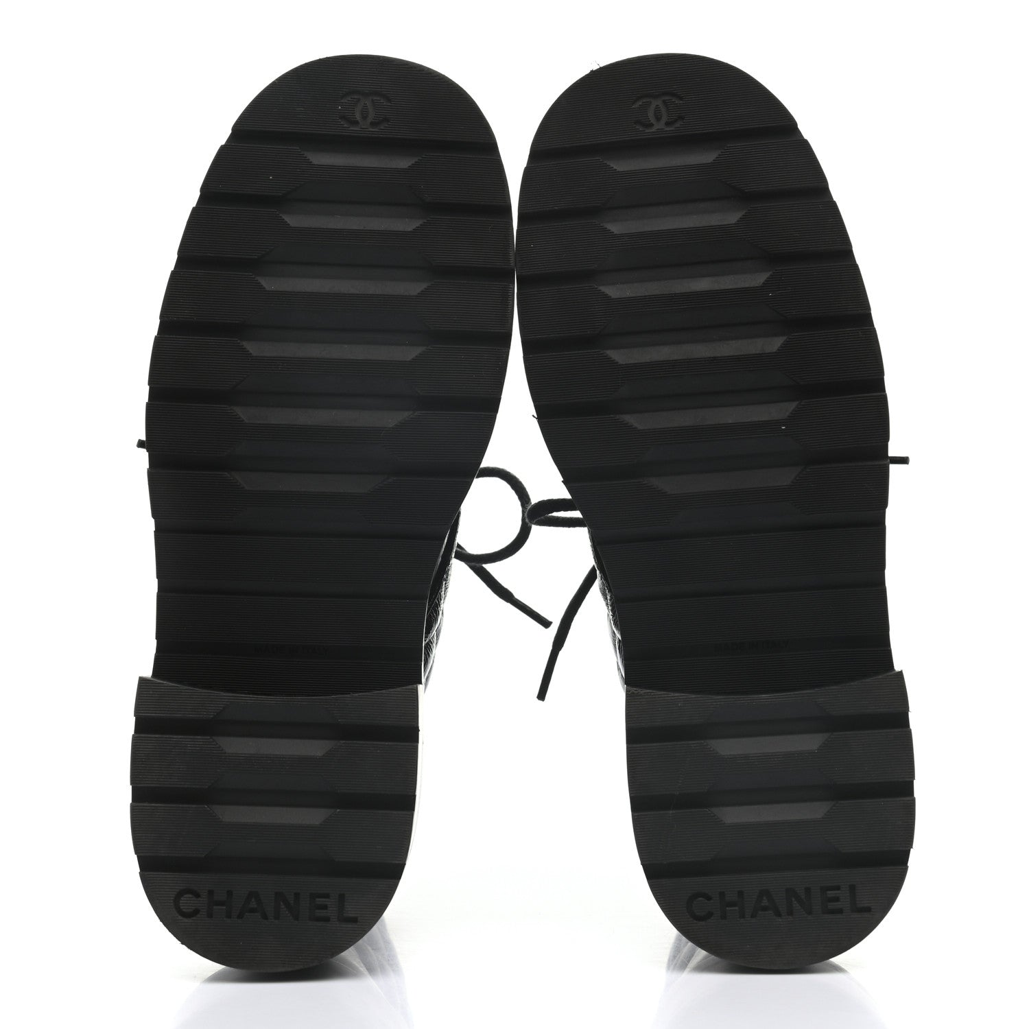 Chanel Shiny Calfskin Quilted Lace Up Combat Boots 35 Black 5 of 12