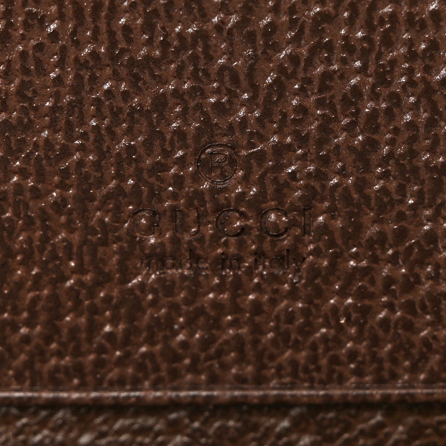 Monogram Jumbo GG Textured Dollar Calfskin Diana Card Case Wallet Camel Ebony New Acero