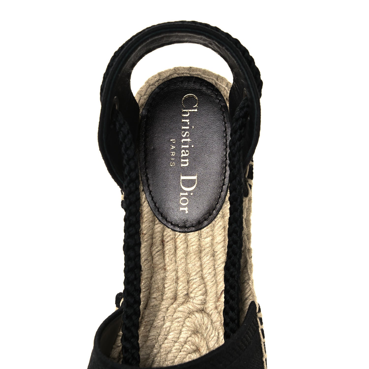 Christian Dior Canvas Embroidered Granville Ankle Tie Espadrilles Flats 42 Black 7 of 8