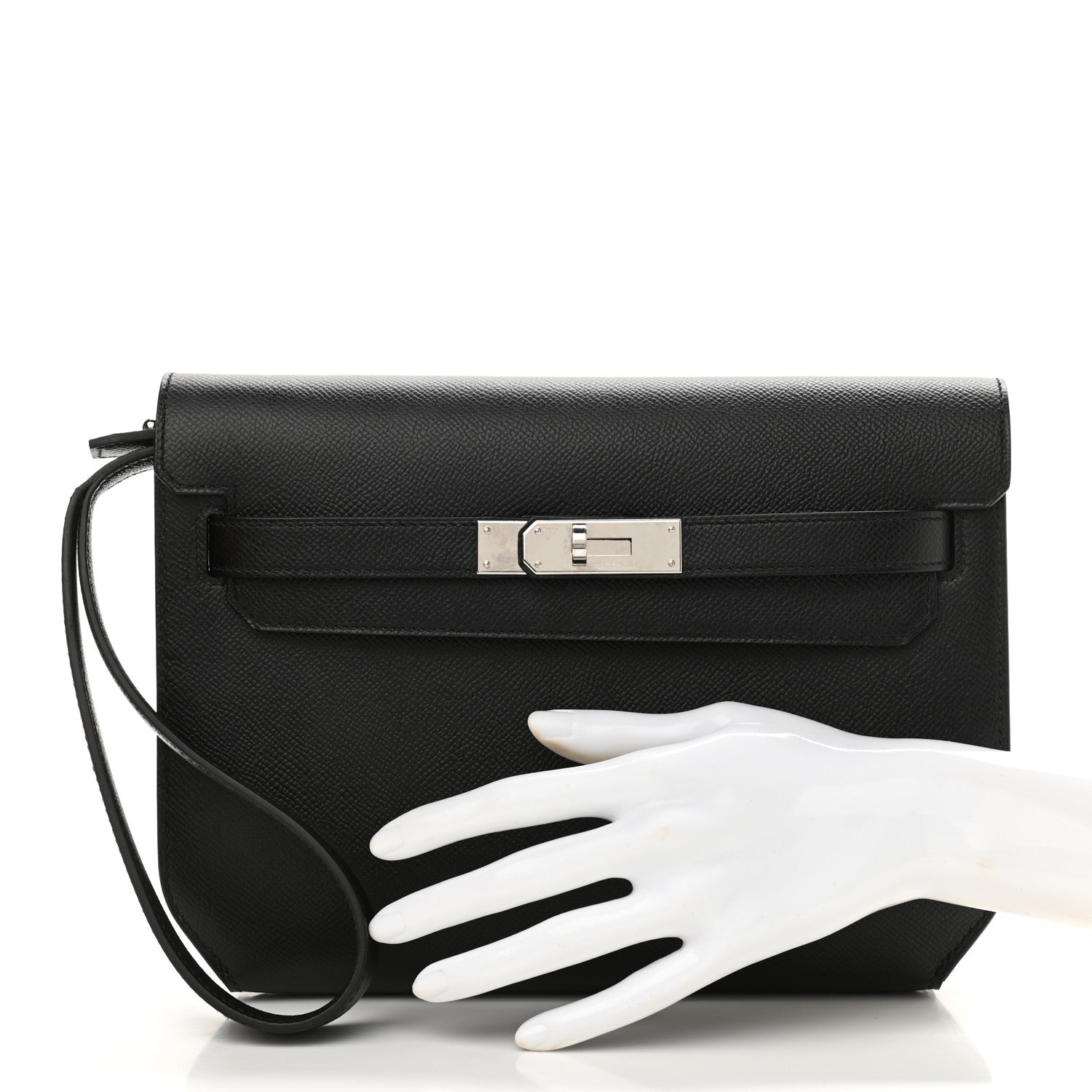 Hermes Epsom Kelly Depeches 25 Pouch Black 2 of 8