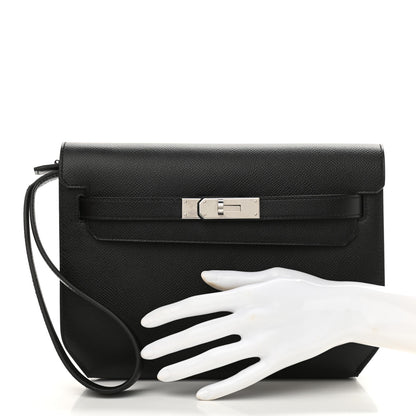 Hermes Epsom Kelly Depeches 25 Pouch Black 2 of 8