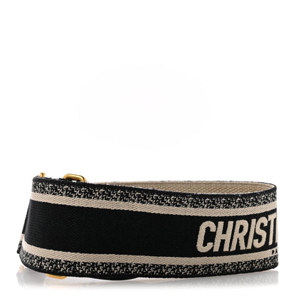 Christian Dior Canvas Embroidered Shoulder Strap Black 2 of 7