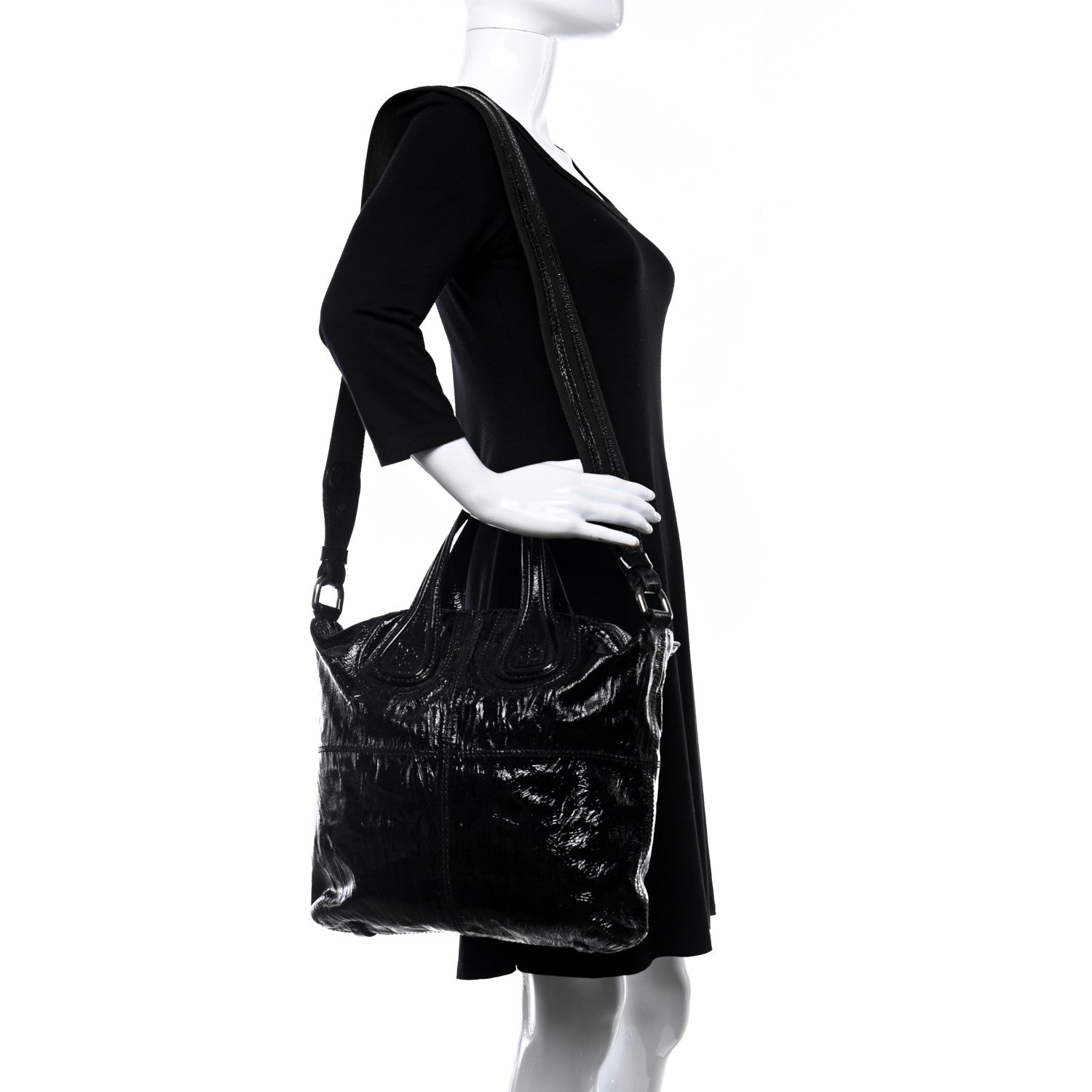 Givenchy Crinkled Patent Calfskin Medium Nightingale Black 2 of 18