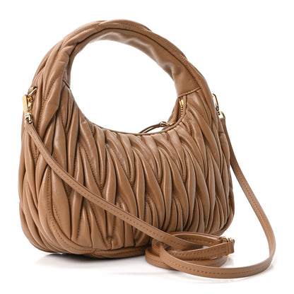 Miu Miu Nappa Matelasse Small Wander Hobo Caramel 3 of 9