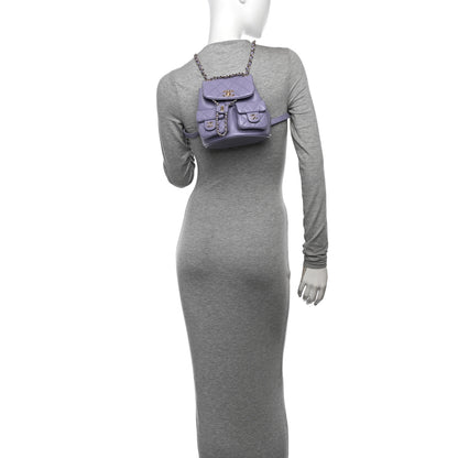 Chanel Shiny Caviar Quilted Small Duma Pockets Drawstring Backpack Light Purple 2 of 10