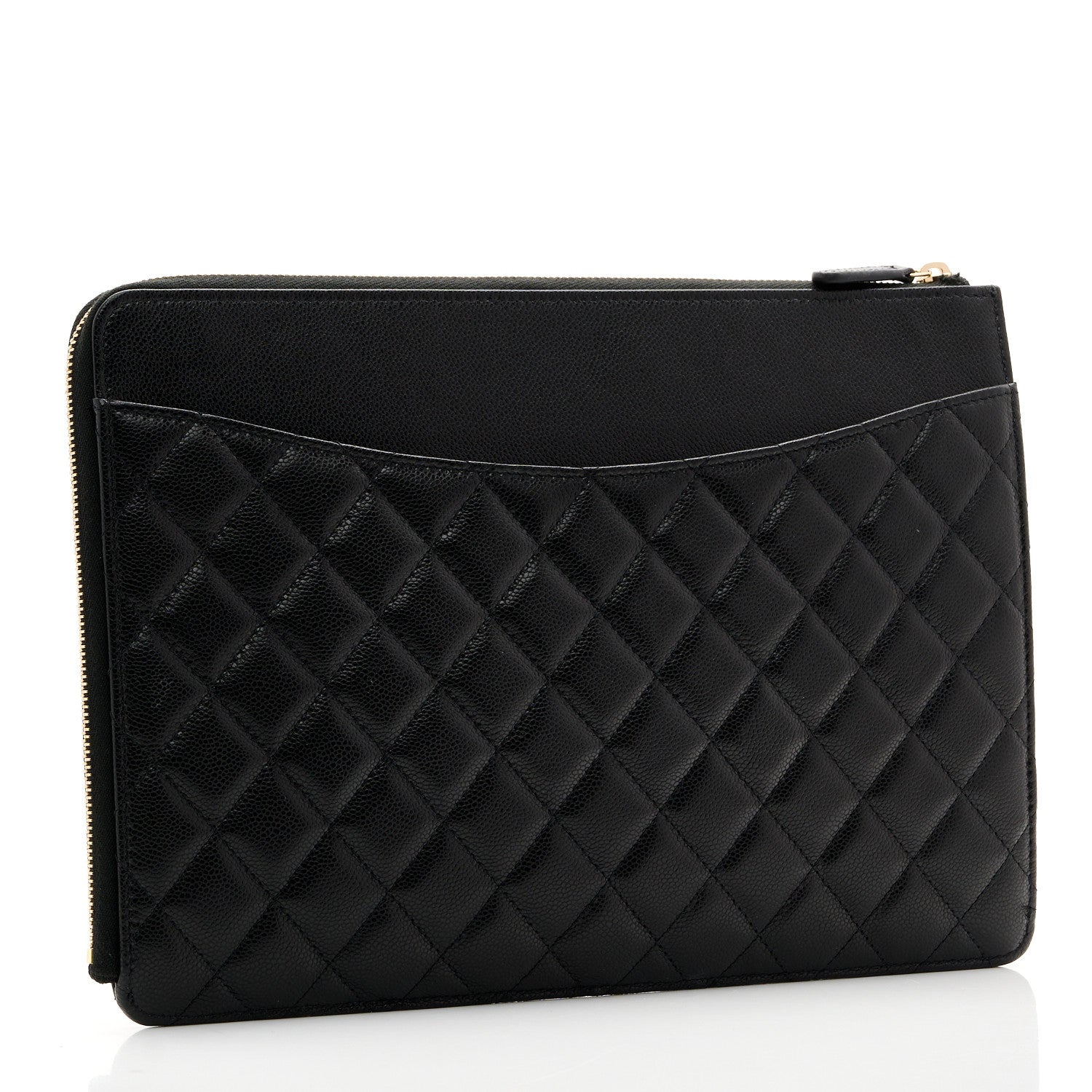 Chanel Caviar Quilted Large Flap Zip Clutch Black 3 of 7