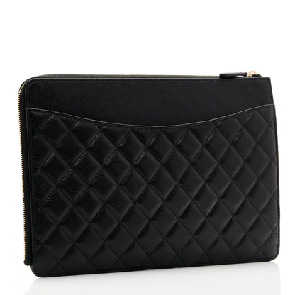 Chanel Caviar Quilted Large Flap Zip Clutch Black 3 of 7