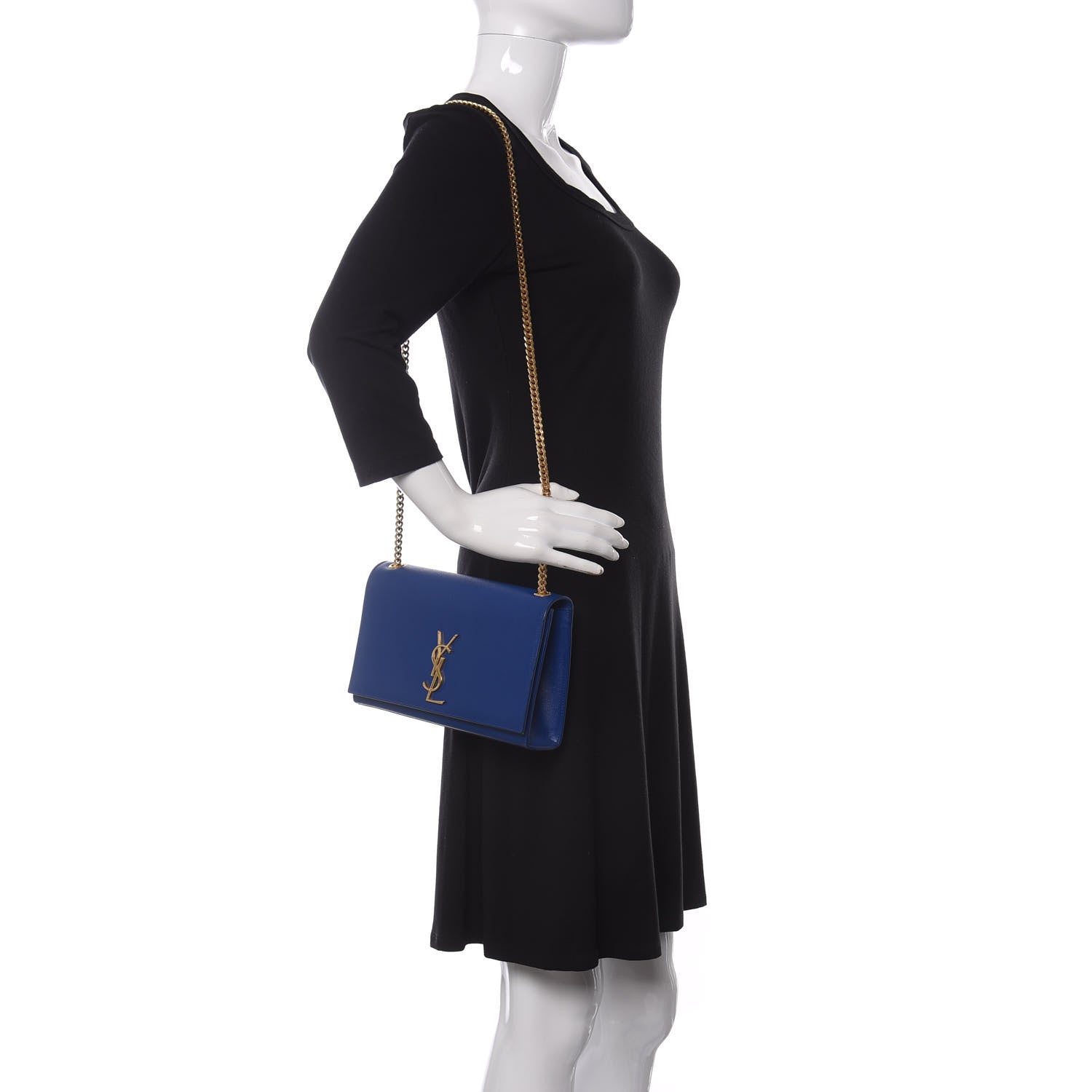 Saint Laurent Grain De Poudre Medium Classic Monogram Kate Satchel Flash Blue 2 of 16