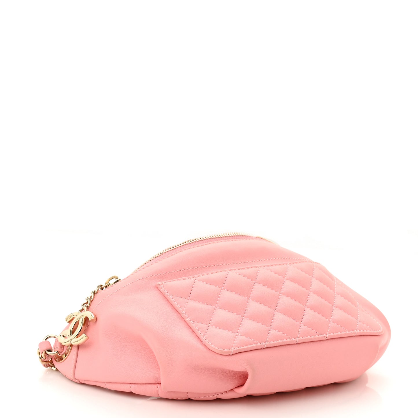 Lambskin Quilted Bi Waist Bag Fanny Pack Pink