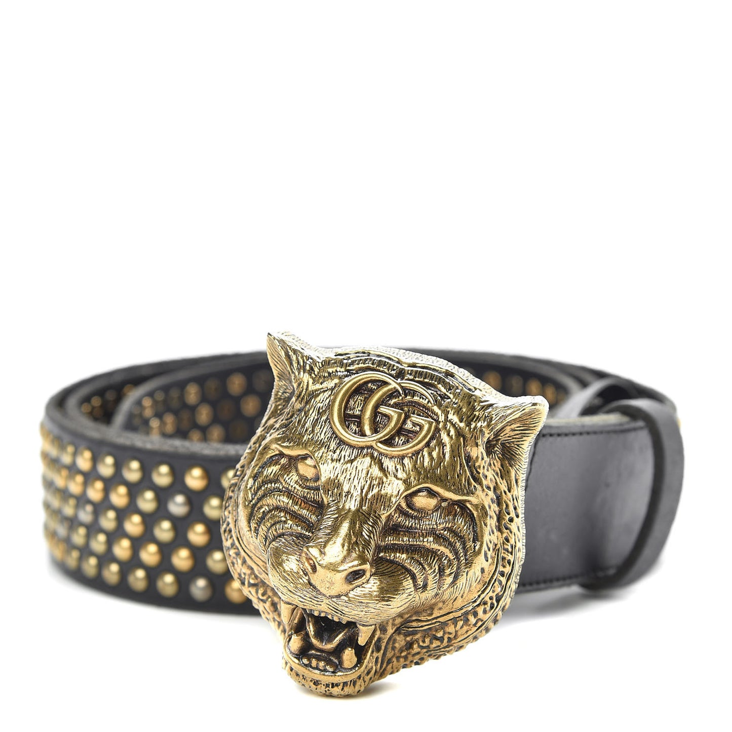 Calfskin Studded Feline Belt 100 40 Black