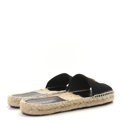 Chanel Wool Laminated Lambskin CC Slide Sandals 41 Black Gold 5 of 8