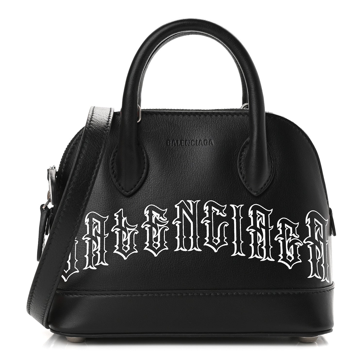 Balenciaga Calfskin Gothic Logo XXS Ville Top Handle Bag Black White 1 of 10