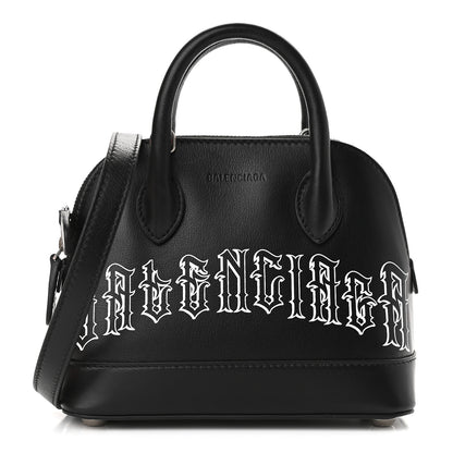Balenciaga Calfskin Gothic Logo XXS Ville Top Handle Bag Black White 1 of 10