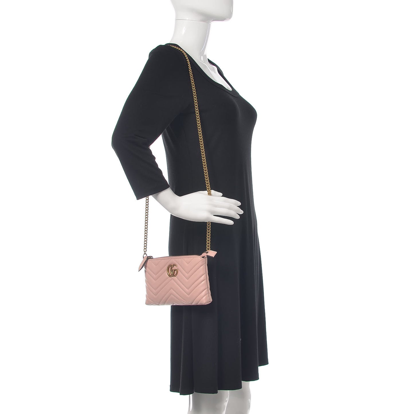 Calfskin Matelasse Mini GG Marmont Chain Bag Perfect Pink